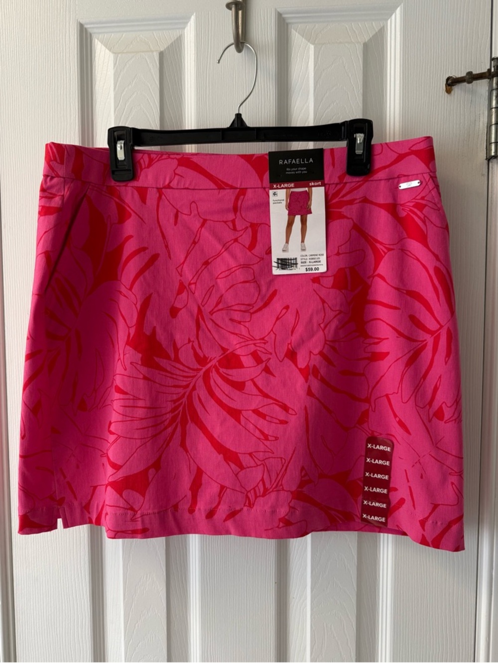 Rafaella Hot Pink & Red Floral A-Line Skort L-XL NWT